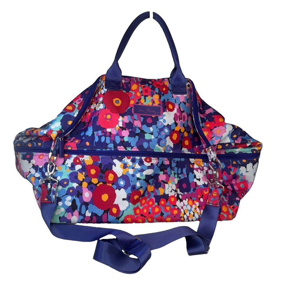Vera Bradley Lighten Up Expandable Travel Bag Floral Crossbody EUC